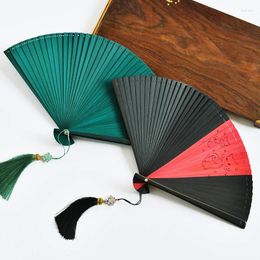 Decorative Figurines Ancient Style Bamboo Small Folding Fan Summer Girlfriend Gift Japanese Men Ladies Handmade Red Dance