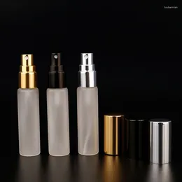 Storage Bottles 20Pcs 5ML 10ML 15ML Frosted Glass Perfume Bottle With Metal Spray Empty Cosmetic Atomizer Refillable Vials