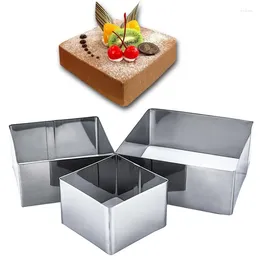 Baking Moulds 3pcs Stainless Steel Square Mousse Cake Ring Mold Decorating For Make Chocolate Brownie Tools
