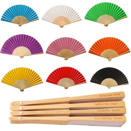 Decorative Figurines Personalised Folding Paper Hand Fan Colour Fold Vintage Fans Wedding Party Favours Baby Shower Gift Decor