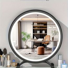 1pc LED Makeup Round Dressing Mirror with Light, Vanity Mirror, Desktop Decor, Home Decor