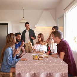 Disposable Party Rose Gold Glitter Table Cloth Birthday Rectangular Tablecloth Wedding Table Cloth Rectangular 137*274cm