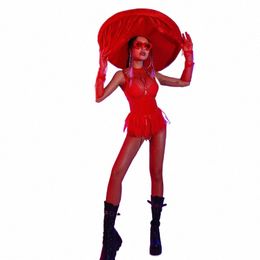 sexy Bodysuit Red Outfits Nightclub Bar Dj Performance Costumes Women Gogo Dancers Dr Jazz Dance Festival Clothing DQS12719 83fV#