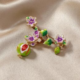 Pins Brooches Muylinda Enamel Fruits Pomegranate Brooch Vintage Granada Flower Badge Casual Clothes Suit Scarf Gifts Party Drop Delive Ottks