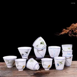 Teaware Sets 10pcs/set White PorcelaIn Teacup Kungfu Tea Cup Set Handmade Crafts Chinese Bowl Kitchen Drinkware Culture Ceremony