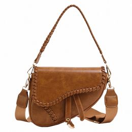 vintage Saddle Bag Small Crossbody Bags For Women 2024 Trend Designer PU Leather Shoulder Bag Ladies Handbags Daily Satchel Bag 28Y2#