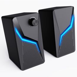 Computer Gaming Speakers PC Sound Box HIFI Stereo Microphone USB Wired With LED RGB Lighting Strong Bass 2.0 Loudspeaker
