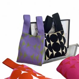 knitted Star Knot Wrist Bag Korean Handbag Women Vest Bag Tote Bag Shoulder Large Capacity Storage k7b5#