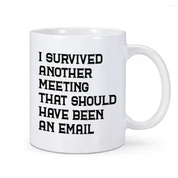 Mugs Coworker Gifts Funny Office Lady Coffee Mug Cups I Survived Another Meeting That Should Have Been An Email Tea OL Drinkware