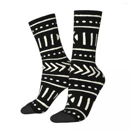 Men's Socks Retro Black And White Crazy Unisex African Mud Cloth Mudcloth Bogolan Art Harajuku Printed Crew Sock