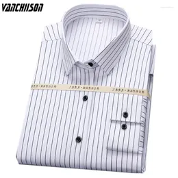 Men's Dress Shirts Men Shirt Bamboo Fibre Elastic Fabric For Summer Spring Long Sleeve Stripes White Formal Style Male Fashion 00575
