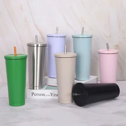 Mugs Cups Large 304 Stainless Steel Insulation Coffee Cup Multiple Color Small Fresh Portable With Straw Creative Car 500ML