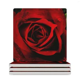 Table Mats Red Rose Ceramic Coasters (Square) Original Flower Mug Set Bulk