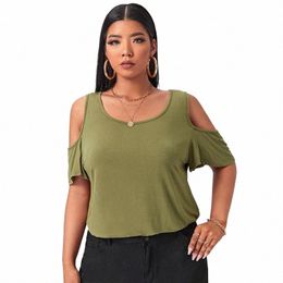 plus Size Cold Shoulder Elegant Summer Top Women Short Flare Sleeve Off-shoulder Casual Blouse Large Size T-shirt Tee 7XL 8XL u4ZD#