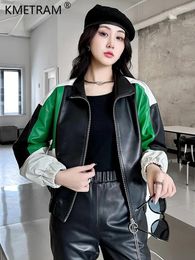 Women's Leather High Quality Genuine Jacket Women Fashion Spring Autumn Real Sheepskin Coat Stand Collar Casual Motorcycle Outerwears