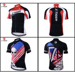 X-TIGER Cycling Jersey Men Summer Short Sleeve Breathable Anti-Pilling Eco-Friendly Bike Clothing Top With Non-slip Webbing