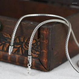 Chains Lybuy 2MM Real S925 Silver Jewelry Vintage Hand-Woven Pattern Chopin Foxtail Chain 2024 Trend Man And Woman Neckla