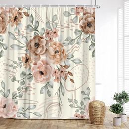 Shower Curtains Flower Curtain Watercolour Spring Botanical Green Leaf Palm Modern Minimalist Print Home Bathroom Decoration