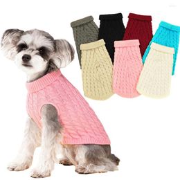 Dog Apparel Warm Clothes Winter Cats Sweater High Collar Solid Color Pet Clothing Knitting Costumes Coat For Puppy Small Dogs