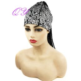 Wigs QY Hair HeadBand Wig Black Braided Wigs New Style Black And White Pattern Turban For Women Synthetic Hair