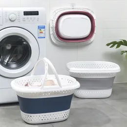 Laundry Bags Bathroom Folding Dirty Clothes Storage Basket Wall Mounted Hanging Portable Punch-Free Bucket Organiser