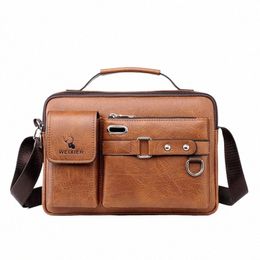 fi Men's Shoulder Portable PU Leather Handbag Busin Briefcase Travel Man Crossbody s Brand Quality Men Bag a7TI#