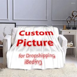 Blankets Custom Flannel Throw Blanket Personalised Po Fleece For Sofa Gift Customised DIY Print On Demand