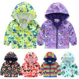 2023 Kids Clothes Boys Jackets Children Hooded Zipper Windbreaker Baby Print Coat Infant Waterproof Hoodies for Girls