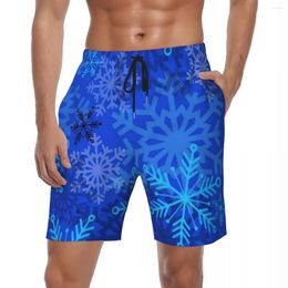 Men's Shorts Snowflake Layered Board Summer Blue Print Running Short Pants Quick Drying Fashion Plus Size Swim Trunks