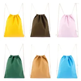 Storage Bags 16 Colours Drawstring Backpack Bag 35x40cm Cotton Linen Pouch Reusable Portable Gift Shopping