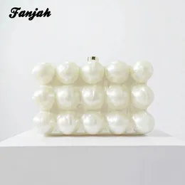 Evening Bags French Wave Pearl Eggshell Dinner Bag Unique Acrylic Crossbody Shoulder Personalized And Fashionable Handheld Women's