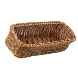 Kitchen Storage Cutlery Basket Dinnerware Imitation Rattan Weaving Plastic Woven Container Tableware Holder Chopsticks Flatware