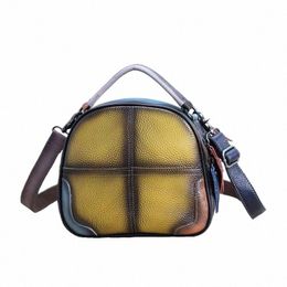 ipinee Multi-color Cow Leather Small Size Handbag Lady Genuine Leather Vintage Retro Cute Saddle Menger Bag for Women q8F6#