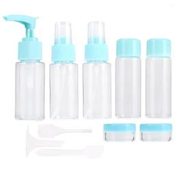 Storage Bottles 11Pcs Travel Creative Makeup Set Reusable Spray Bottle Practical Containers For Trip ( Sky- Blue )