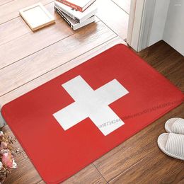 Carpets National Flag Non-slip Doormat Switzerland Face Bath Bedroom Mat Welcome Carpet Flannel Modern Decor