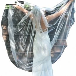 mmq M92 White Wedding Veil 1 Tier Soft Tulle Off-White Fingertip Length Bridal Veils Woman Wedding Accories Free Ship V1wX#