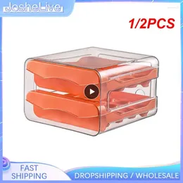 Storage Bottles 1/2PCS Refrigerator Egg Organizer Holder For Fridger 2-Layer Drawer Type Stackable Bins Clear Plastic