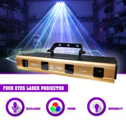 Sunart 4W 4 Eyes Laser Projector Stage Effect Lighting For DJ Disco Party Event Club Wedding Show Bar DMX Sound Music RGB Lamp