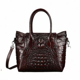 new Arrival Women's Classic Luxury Bag Genuine Leather Handbags Crocodile Pattern Shoulder Bags Retro Style Big Crossbody Tote C3DZ#