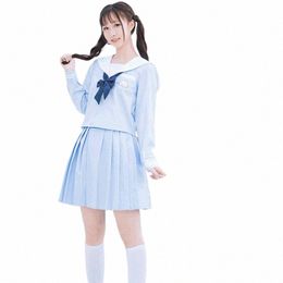 light Blue Japanese school uniform skirt JK uniform Class uniforms Sailor suit College Suit Female Students uniforms l3A9#