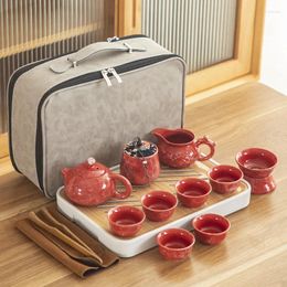 Teaware Sets Travel Ceramic Tea Set Tray Full Portable Storage Bag Teapot Teacup