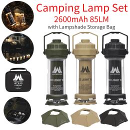 Tools 2600mAh Outdoor LED Camping Lamp Hanging Tent Lamp Emergency Light TYPEC Charging Lantern with Lampshade Storage Bag for CARGO