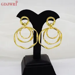 Dangle Earrings Fashion Gold Colour Geometric Round For Women Irregular Copper Long Drop Hoop Earings Charm Wedding Party Jewellery Gift