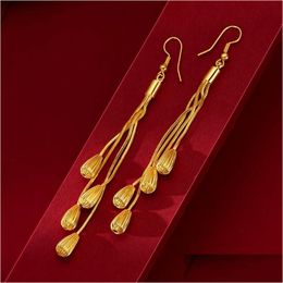 Knot Earrings Gold Wheat Tassel Temperament Water Drops Pendant Bridal True 999 Valentines Day Exquisite Jewellery Drop Delivery Dhate