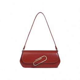 jiomay Women Wine Red Leather Shoulder Bag Compact And Portable Menger Bag High Quality Light Luxury Style Purse Evening Bag Q0lp#