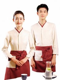 2023 Spring Newest Restaurant Women's Chinese Fi Work Clothing Catering Hotel Staff Uniforms Hotpot Shop Logo Custom Shirt o0Fy#