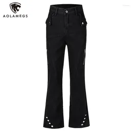 Men's Jeans Men Multi Button Zipper Spliced Denim Trousers Harajuku Hip Hop Vintage Flare Pants Fashion Casual Streetwear Unisex