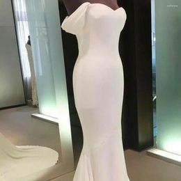 Party Dresses Gorgeous Mermaid Long Off Shoulder Wedding 2024 Satin V-Neck Floor Length Sweep Train Bridal Prom Gowns Vestidos De Gala