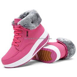 New Women Boots Chunky Platform Sneakers Warm Plush Lace Up Women Winter Shoes Ankle Boots Female Plus Velvet Swing Snow Boots