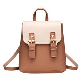 Candy Colour Women Small Backpack Waterproof Splicing Hit Shoulder Bags School Bags for Teenage Girls Casual Student School Bag